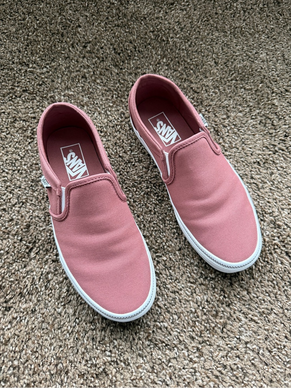 Women’s Vans Asher Slip-On Sneakers in Dusty Rose with Checker Accent Size 8